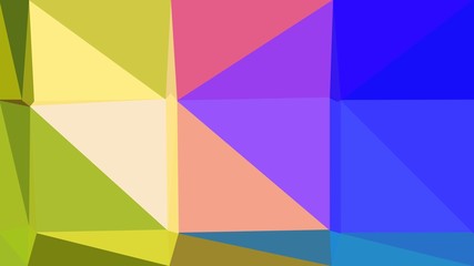 royal blue, burly wood and yellow green color background with triangles. triangles style of different size and shape. simple geometric background for poster, cards, wallpaper or texture
