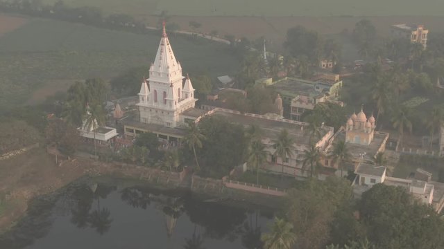Sri Caitanya Mahaprabhu birthplace, Mayapur, India, 4k aerial ungraded