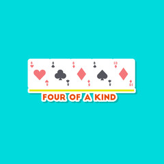 paper sticker on stylish background poker four of kind
