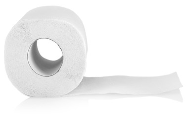 The roll of toilet paper or tissue isolated on white