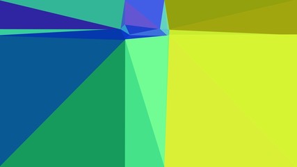 geometric triangles style in teal, green yellow and dark slate blue color. abstract triangles composition. for poster, cards, wallpaper or texture