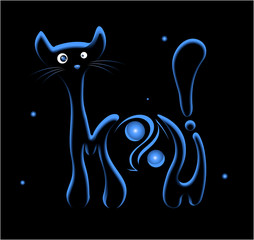 Cute cat vector illustration for T-shirt or other uses. Meow slogan.