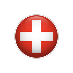 Flag of Switzerland. Vector illustration. Icon. 3D. Traditional color. Web, Sport.