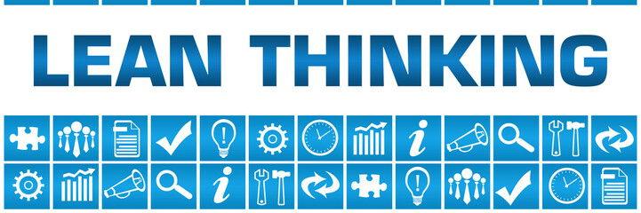 Lean Thinking Blue Box Grid Business Symbols 