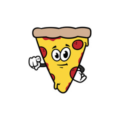 Cartoon Pointing Pizza Character Vector