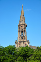Fototapeta na wymiar The bell tower of the Zionskirche in Berlin, Germany