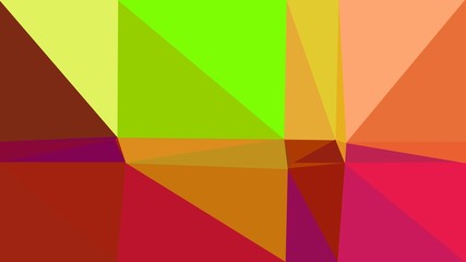 geometric triangle abstract background with firebrick, peru and lawn green colors for poster, cards, wallpaper or backdrop texture