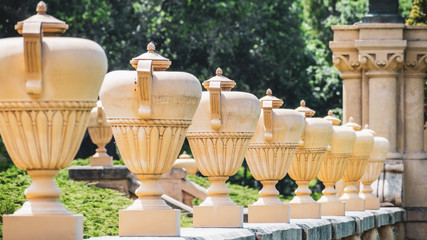 Close up of ornamental amphorae architectural detail