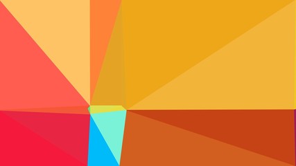 Fototapeta premium triangle background abstract with golden rod, crimson and deep sky blue colors. backdrop style for poster element, cards, wallpaper or texture
