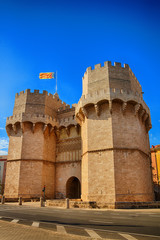 Spain, Valencia. Panorama of the city. Serranos Towers