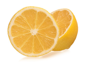 Half of lemon with slice isolated on white background
