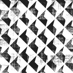 Grunge abstract geometric pattern. Square black and white backdrop.