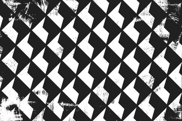 Grunge abstract geometric pattern. Horizontal black and white backdrop.