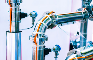 Valves at gas plant, Pressure safety valve selective focus