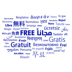Free word typography most of world languages, - Vector