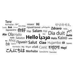 Obraz premium Hello word typography most of world languages, - Vector