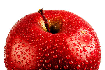 part of fresh red Apple with water drops isolated on white background.