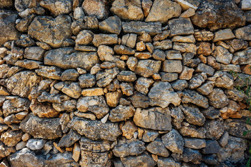 rough big and small stones of an old stone wall as texture or background graphic