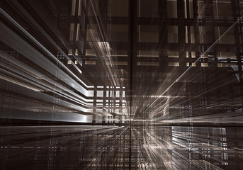 Abstract 3D fractal background, 3D illustration. Virtual Neon City