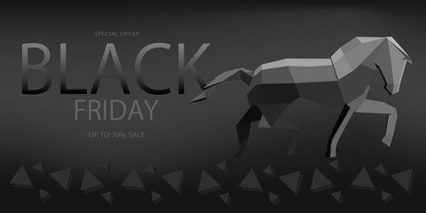 Sale black friday banner. Vector. polygonal origami design © VlaDee