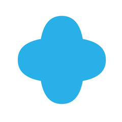 blue quatrefoil basic simple shapes isolated on white background, geometric quatrefoil icon, 2d shape symbol quatrefoil, clip art geometric quatrefoil shape for kids learning