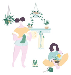 Corona virus covid 19 campaign to stay at home. lifestyle activity. Family stay at home kids and parents to reduce risk of infection and spreading the virus. Keep calm and vector illustration