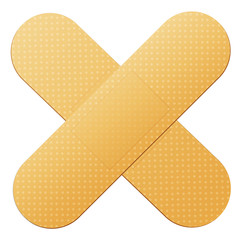 crossed adhesive band aids on white background vector illustration