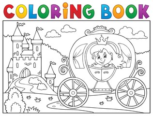 Coloring book princess carriage theme 2