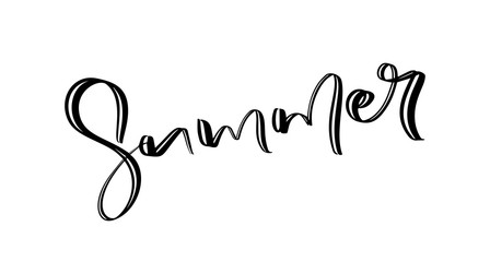 Hand drawn lettered text Summer. Calligraphic season inscription. Vector handwritten typography