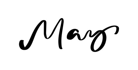 May Hand drawn calligraphy text and brush pen lettering. design for holiday greeting card and invitation of seasonal spring holiday calendar