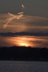 Sunset over Gilletts lake Michigan USA