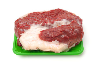 huge red meat chunk isolated over white background 