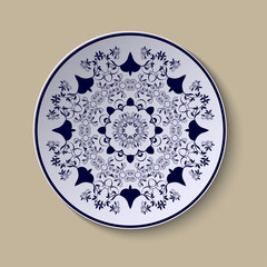 Plate with ornament in abstract style. Classic plate with ornament, great design for any purposes. Vector isolated illustration. Abstract vector background