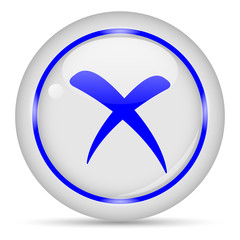Fototapeta premium Cross icon. White glossy round vector icon in eps 10. Editable modern design internet button on white background.