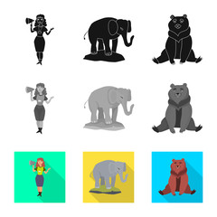 Naklejka premium Isolated object of nature and fun sign. Collection of nature and entertainment stock symbol for web.