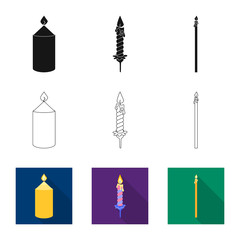 Isolated object of relaxation and flame icon. Set of relaxation and wax vector icon for stock.