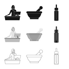 Vector illustration of retail and healthcare logo. Set of retail and wellness stock vector illustration.