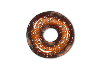 Hand drawn illustration - tasty donuts. Sketch on white isolated background. Sweet desserts. Perfect for leaflets, cards, posters, prints, menu, booklets