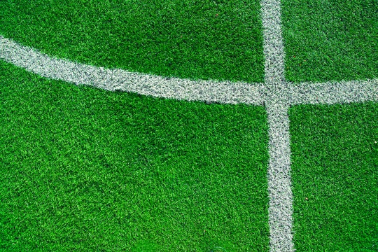 Football field grass with chalk line, sport background