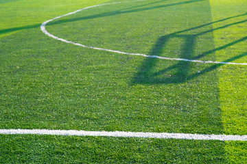 Football field grass with chalk line, sport background