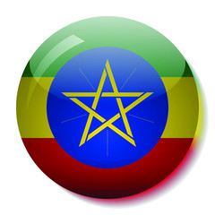 Ethiopian flag glass button vector illustration