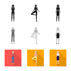 Vector design of posture and mood logo. Collection of posture and female stock vector illustration.