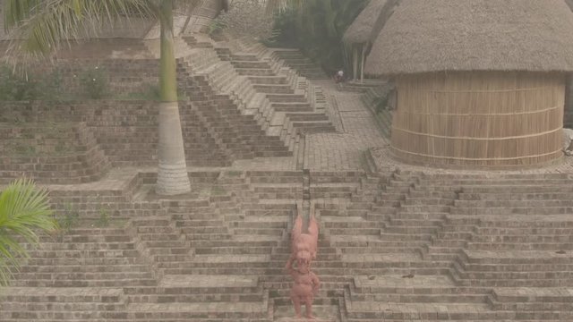 Traditional India eco-building school. Mayapur, India. 4k aerial ungraded