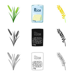 Isolated object of crop and ecological sign. Collection of crop and cooking stock symbol for web.