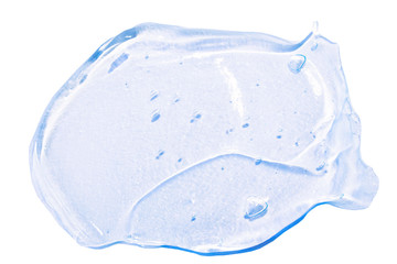 Multicolored cosmetic Liquid gel isolated on white background. Cosmetic texture. Professional makeup products. Top view of gel bubbles  texture. Cosmetology, spa. Skincare.Cream for face and body. 