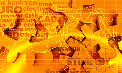 Human heads silhouettes on the Mechanism of Gears. Communication Concept in Industrial Design. Modern brochure design template. 3D rendering