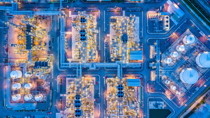 Top view of oil refinery