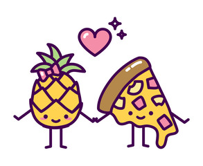 Pineapple pizza couple hawaii cute kawaii love