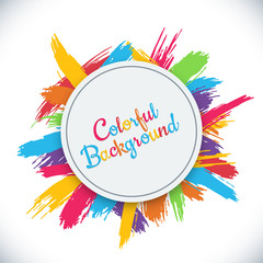 Colorful paint brush strokes round frame
