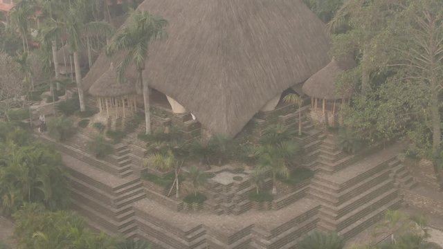 Traditional India eco-building school. Mayapur, India. 4k aerial ungraded